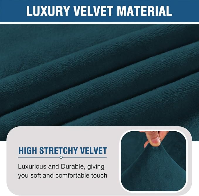 H.VERSAILTEX Armless Accent Chair Covers Thick Velvet Armless Chair Slipcovers High Stretch Chair Covers for Living Room Hotel Machine Washable Furniture Protector with Elastic Bottom, Dark Teal