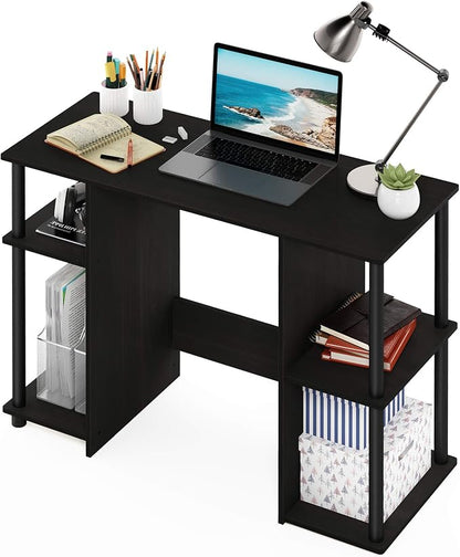 Furinno JAYA Desk, 38.4" Wide Gaming Desk, Computer Study Desk, Office Desk with Side Shelves, Open Storage, for Home Office, Bedroom, Dorm, Study Room, Espresso