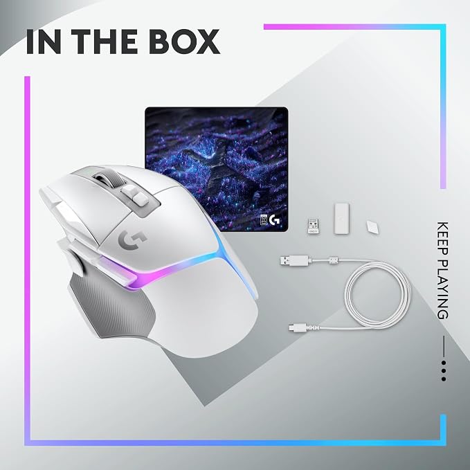 Logitech G502 X PLUS LIGHTSPEED Wireless RGB Gaming Mouse and G640 SE Large Cloth Gaming Mouse Pad (460 x 400 x 3 mm) - White