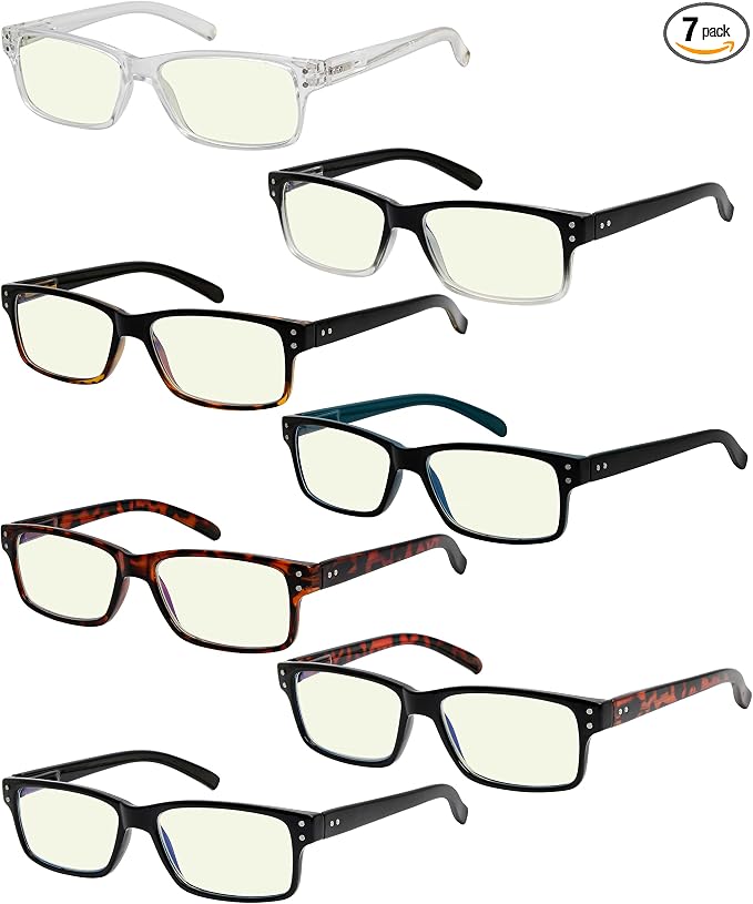 Eyekepper 7-pack Reading Glasses Blue Light Blocking for Men +2.25
