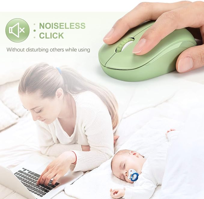 seenda Wireless Mouse, 2.4G Noiseless Mouse with USB Receiver Portable Computer Mice for PC, Tablet, Laptop with Windows System (Olive Green)