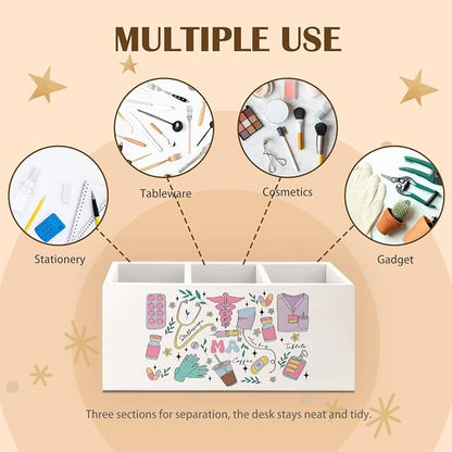 Medical Assistant Gifts Pen Holder for Desk, MA Appreciation Gifts Wooden Box Sign Desk Decor for Office Home Decoration, Physician Assistant Gift Pencil Organizer