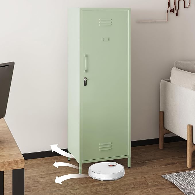 Steehoom Metal Storage Cabinet for Employees, Tall Metal Locker Lockable Locker Cabinet Pantry Cabinet with 3 Adjustable Shelves for School, Office, Garage (Green, H59.06'')