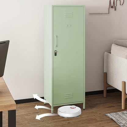 Steehoom Metal Storage Cabinet for Employees, Tall Metal Locker Lockable Locker Cabinet Pantry Cabinet with 3 Adjustable Shelves for School, Office, Garage (Green, H59.06'')