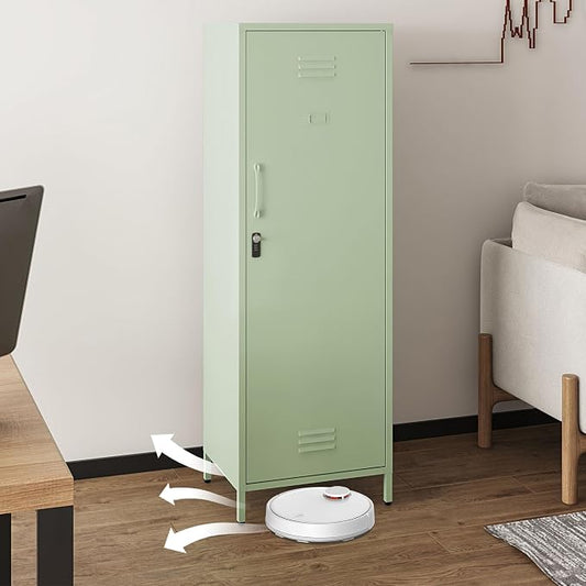 Steehoom Metal Storage Cabinet for Employees, Tall Metal Locker Lockable Locker Cabinet Pantry Cabinet with 3 Adjustable Shelves for School, Office, Garage (Green, H59.06'')