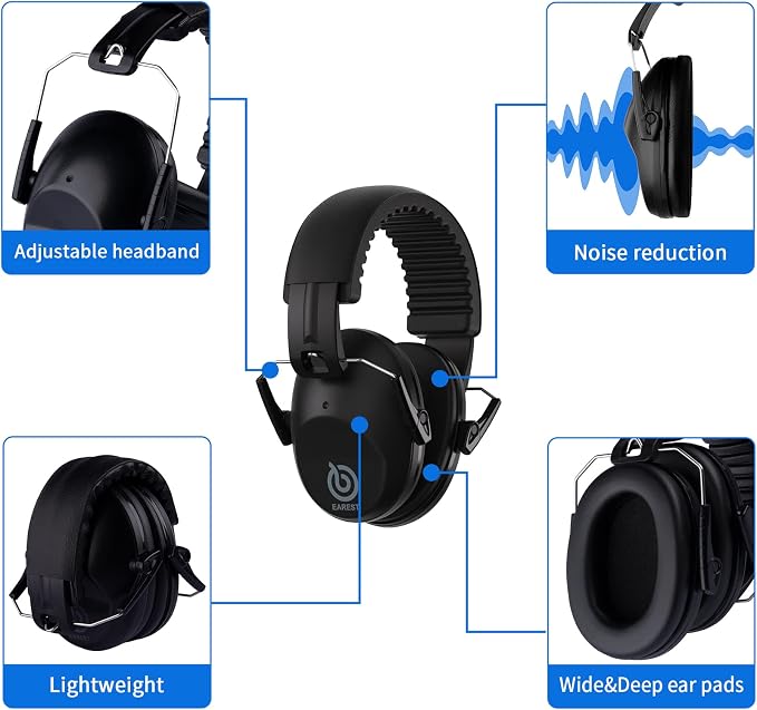 Protection Ear Muffs, Noise Reduction Safety Ear Muffs Shooting Earmuff NRR 20 dB Ear Defenders for Adults and Kids