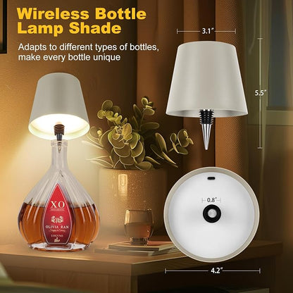 Wireless Bottle Lamp, 2026 New 3 Color Rechargeable Led Wine Bottle Lights for Bars Restaurants (Gray, 1PC)