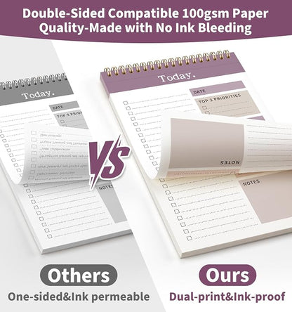 104 Pgs To Do List Notepad, 52 Undated Sheets Duplex-printed Daily Planner For Work Home School Office Desk Accessories Supplies & Goal Setting Tasks -Purple