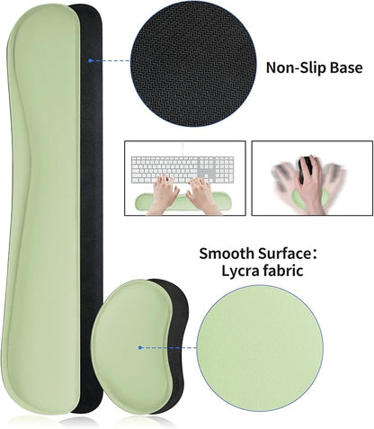 Bloss Leather Desk Mat and Keyboard Wrist Rest, Large Mouse Pad + Keyboard Pad+Mouse Wrist Support, Non-Slip Desk Mat Protector for St Patricks Day(31.5×15.7 Inches, Green)