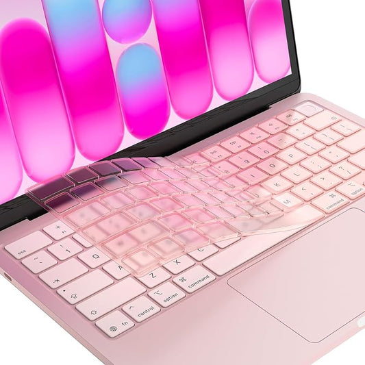 EooCoo Premium Keyboard Cover Skin Protector, Laptop Accessories Compatible with 2026 2025 2024 2023 2022 2021 M5-M1 Pro/Max MacBook Pro 14/16, M5-M2 MacBook Air 13/15, 2026 Mac Neo 13, Blush Clear