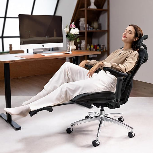 SIHOO Doro C300 Ergonomic Office Chair with Footrest, Ultra Soft 3D Armrests, Dynamic Lumbar Support for Home Office Chair, Adjustable Backrest Desk Chair, Swivel Big and Tall Computer Chair (Black)