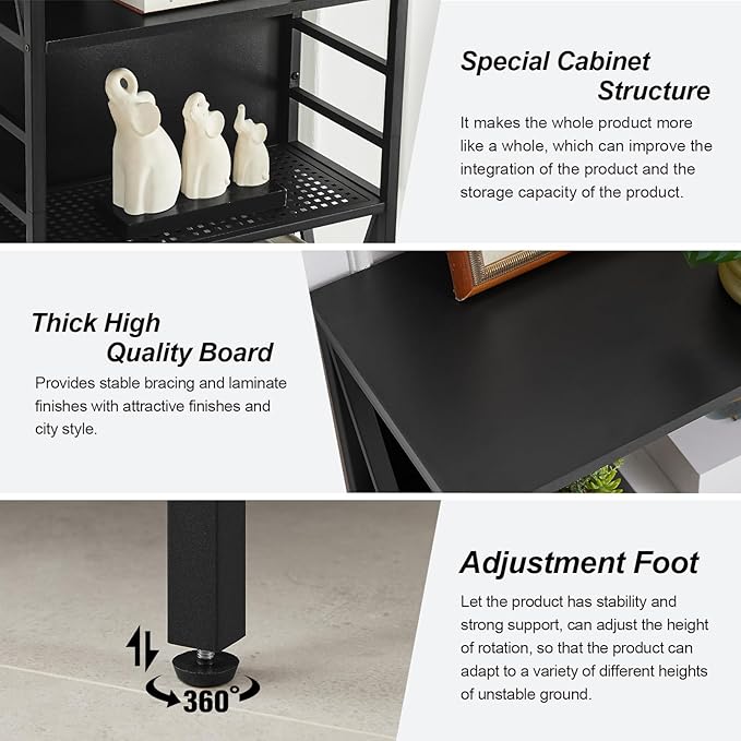 HOMISSUE Bookshelf, 7-Tier Bookshelf, Rustic Wood Metal Bookshelves and Bookcases, Freestanding Open Bookshelf, Industrial Tall Bookcase for Home Office, Living Room and Bedroom, Black
