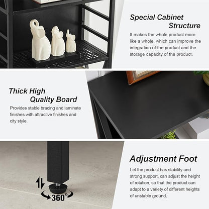 HOMISSUE Bookshelf, 7-Tier Bookshelf, Rustic Wood Metal Bookshelves and Bookcases, Freestanding Open Bookshelf, Industrial Tall Bookcase for Home Office, Living Room and Bedroom, Black