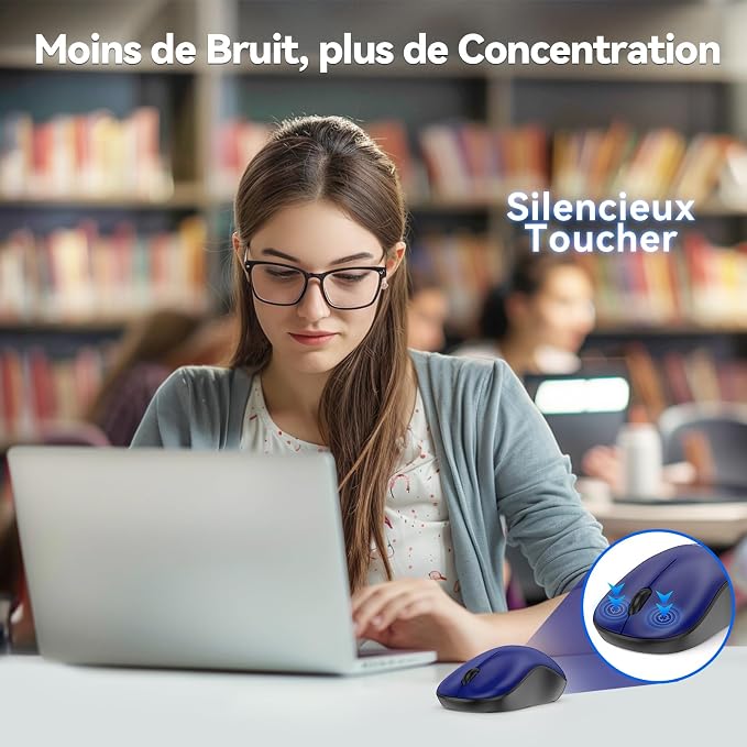 TECKNET Wireless Mouse for Laptop, 2.4G Silent Computer Mouse Quiet Click with 5 DPI Levels,Contoured Grip,Small Portable 30 Months Battery Cordless Mice for PC, Chromebook, Mac