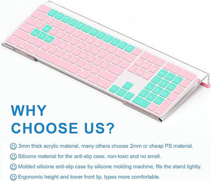 WINFFOR Comfortable Computer Keyboard Stand - Ergonomic Keyboard Riser Acrylic Tilted Keyboard Holder for Easy Typing&Working at Home Office - Fits All Keyboard Sizes - 17'' Wide (Crystal Clear)