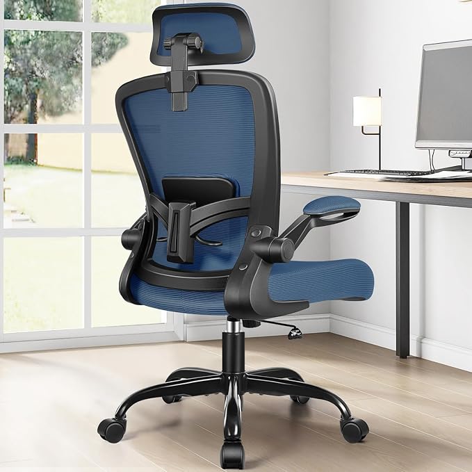 FelixKing Office Chair, Desk Chair with Adjustable Lumbar Support, Ergonomic Computer Chair with High Back and Armrest, Adjustable Height Gaming Chair Home Office Swivel Chair(Navy)