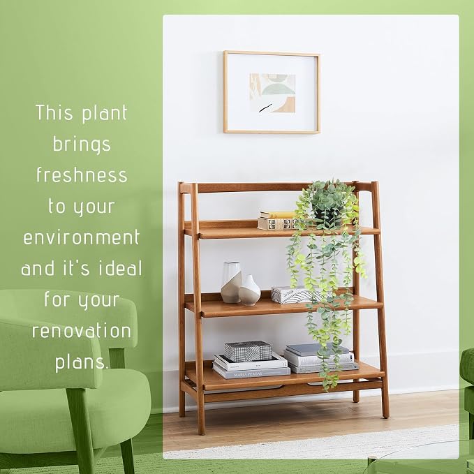 Artificial Hanging Eucalyptus Plant in Pot, 24" Fake Hanging Plants for Home Decor, Faux Hanging Greenery for Shelf Bathroom, Kitchen, Office, Wall, Bedroom, Indoor Decor