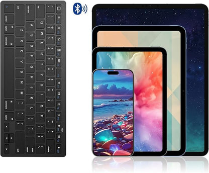OMOTON Bluetooth Keyboard Compatible with iPad A16 11th 10th Generation, iPad 10.2 (9th/8th/7th), iPad Pro 13/12.9/11 inch, iPad Air/Mini, iPhone and More iOS Devices, Black