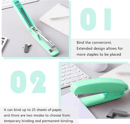 KAAKOW Green Desk Organizers and Accessories Office Supplies Set Stapler, Pen Holder, Phone Holder, Scissors, Pen, Ruler, 30 Paper Clips, 22 Binder Clip, 20 Tacks and 1000pcs Staples