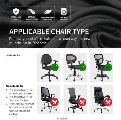 DIVA EN CAMINO DEC Stretchable Office Chair Seat Cushion Covers with Armrest Covers - Computer Chair Slipcover - Anti-Scratch Dogs, Cats, Pets Removable Washable Cushion Protectors (Mocha)