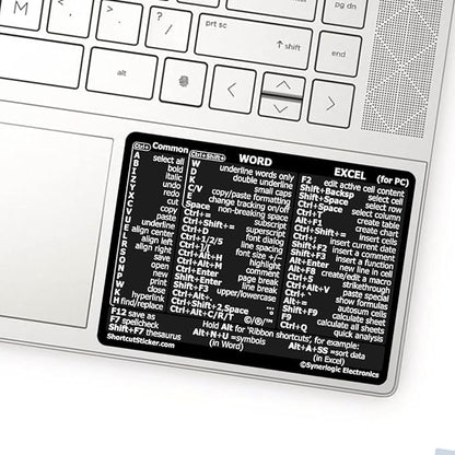 Synerlogic (10pcs) Word/Excel Windows Shortcut Sticker | Reference Guide Keyboard Shortcuts | Work from Home Essentials | Excel Shortcuts Cheat Sheet Laminated Vinyl (Black/Small/10)