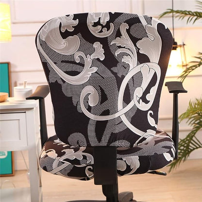 Jinzio Computer Office Chair Cover - Split Protective & Stretchable Cloth Polyester Universal Desk Task Chair Chair Covers Stretch Rotating Chair Slipcover, Grey Black