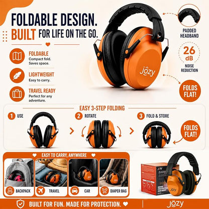 Jozy Noise Canceling Headphones for Kids, SNR 26dB Ear Protection for Autism, Sound Proof Sensory Muffs for Hearing, Concerts