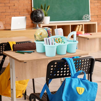 12 Pcs Classroom Caddy Bulk - Plastic 6 Compartments Table Storage Caddy with Handle for School Pencil, Crafts Marker, Crayon Art, Drink Cup Delivery