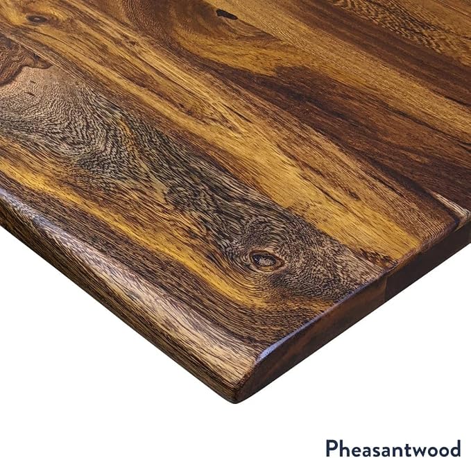 Desky Dual Hardwood Sit Stand Desk - 80x30 Electric Standing Desk - Dual Motor, 3 Stage Adjustable Height Desk - Solid Wood Standing Desk - Whole-Piece Top in Saman Wood