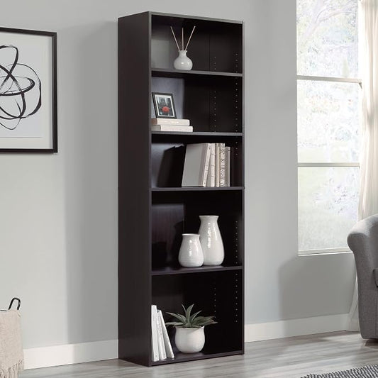 Sauder Beginnings 5-Shelf Bookcase, Bookshelf with Adjustable Storage Shelves, in Cinnamon Cherry finish