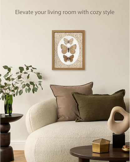 CXQILVER Vintage Framed Butterfly Canvas Wall Art,Natural Insect Illustration Prints Wall Decor, Antique Rustic Cottagecore Farmhouse Picture Painting Artwork for Bedroom Bathroom Living Room 8x10in