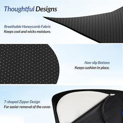 ZIKEE Pioneering Seat Cushion for Pressure Relief, Ergonomic Office Chair Cushion for Sciatica, Back, Hemorrhoids & Tailbone Pain Relief, High-Density Memory Foam Car Seat Cushion with Anti-Slip Base