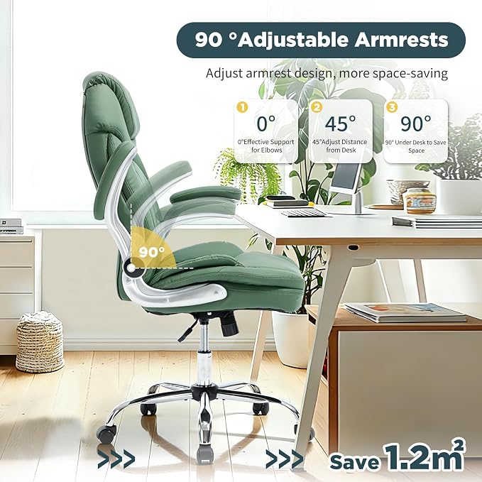 Comfortable Office Desk Chair for Low Back Pain Wide Seat Criss Cross Chair, Green