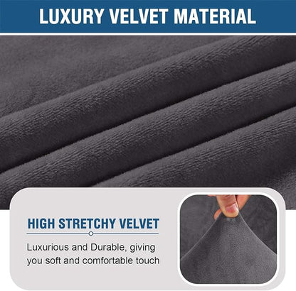 H.VERSAILTEX Armless Accent Chair Covers Thick Velvet Armless Chair Slipcovers High Stretch Chair Covers for Living Room Hotel Machine Washable Furniture Protector with Elastic Bottom(Small, Grey)