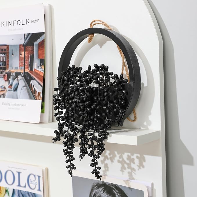 Artificial Hanging Plants Hanging Planter Fake Succulents Artificial String of Pearls with Pot and Lanyard for Home Office Wall Decoration