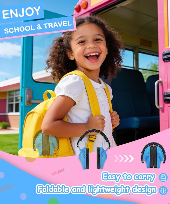 ZOHAN 032 Kids Noise Cancelling Headphones - 25dB NRR Kids Ear Protection, Hearing Protection Safety Ear Muffs for School Monster Truck Fireworks Traveling Studying Concerts Autism - Blue