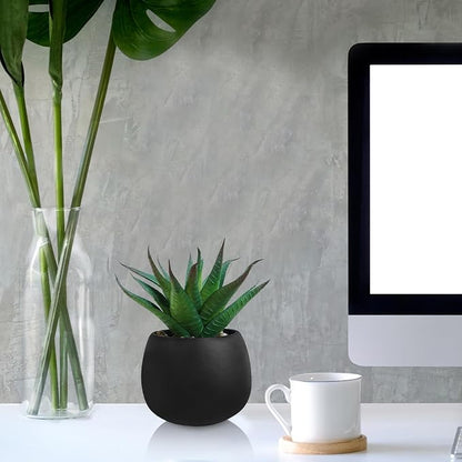 Winlyn Set of 3 Artificial Succulent Plants in Black Concrete Pots Faux Aloe Hops String of Pearls Potted Plants Small Fake Plants Desk Plants for Home Office Desk Kitchen Bathroom Shelf Windowsill