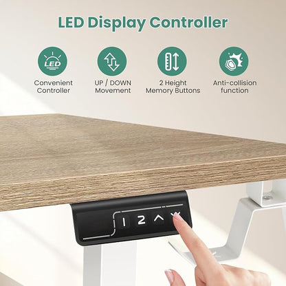 63” L Shaped Standing Desk,Electric Height Adjustable Corner Stand Up Desk, Ergonomic Sit Stand Home Office Computer Desk with Splice Board (Oak)