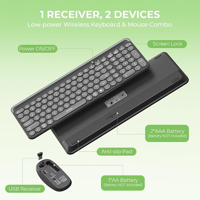 seenda Bluetooth Keyboard and Mouse for iPad, CTU-301 Wireless Multi-Device Connection Bluetooth+2.4G Keyboard Mouse Combo with Tablet Holder for iPad/MacBook/Windows, iOS/Android/Phone, Black