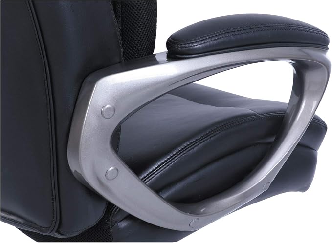SertaPedic Cosset Big and Tall Executive Chair, Supports Up to 400 Lb, 19" to 22" Seat Height, Black Seat/Back, Slate Base