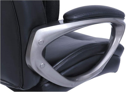 SertaPedic Cosset Big and Tall Executive Chair, Supports Up to 400 Lb, 19" to 22" Seat Height, Black Seat/Back, Slate Base
