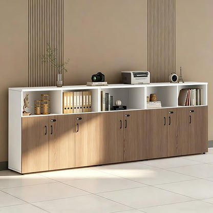 File Cabinet with Password Lock, Wood Lateral Filing Cabinet for Letter/A4 Files, 3 Drawer with Door, Printer Stand with Open Shelves for Home Office