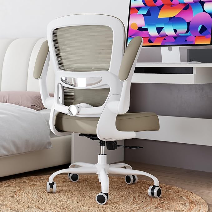 TRALT Office Chair - Ergonomic Desk Chair with Adjustable Lumbar Support, Mesh Computer Chair, Executive Chairs for Home Office Comfortable Lumbar Support,Khaki