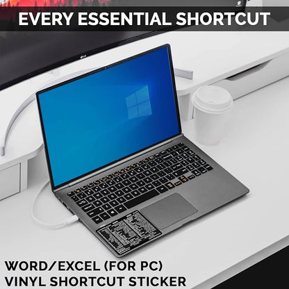 Synerlogic (5pcs) Word/Excel Windows Shortcut Sticker | Reference Guide Keyboard Shortcuts | Work from Home Essentials | Excel Shortcuts Cheat Sheet Laminated Vinyl (Black/Small/5)