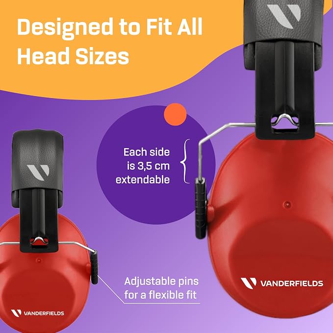 Vanderfields - Hearing Protection Ear Muffs - Over 31 dB (2K Hz) Broad Noise Cancelling Sound Reduction - Adults & Teens