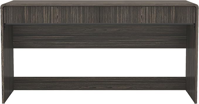 Manhattan Comfort Novara Modern 60" Writing Desk with 2 Smooth-Glide Drawers with Fluted Fronts, Office Desk with Large Work Surface, Stylish Rounded Edges, Jacobean Walnut