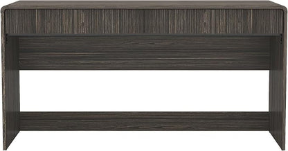 Manhattan Comfort Novara Modern 60" Writing Desk with 2 Smooth-Glide Drawers with Fluted Fronts, Office Desk with Large Work Surface, Stylish Rounded Edges, Jacobean Walnut