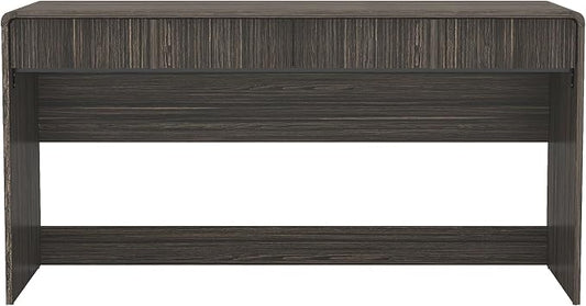 Manhattan Comfort Novara Modern 60" Writing Desk with 2 Smooth-Glide Drawers with Fluted Fronts, Office Desk with Large Work Surface, Stylish Rounded Edges, Jacobean Walnut