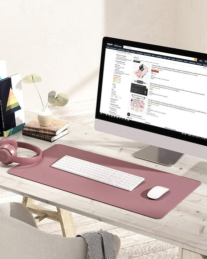 YSAGi Non-Slip Leather Desk Pad Blotter, Waterproof Laptop Computer Desk Keyboard Mat, Table Protector Mat, Large Mouse Pad for Office/Work/Home/Decor(Dark Pink, 31.5" x 15.7")