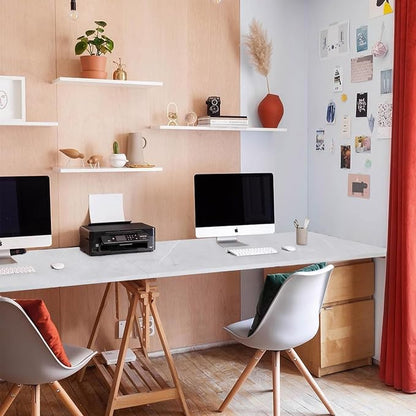 Kaboon Universal Tabletop 55"x20", Solid One-Piece Melamine Table Top, Double Desk L-Desk DIY, Home and Office, White Rock